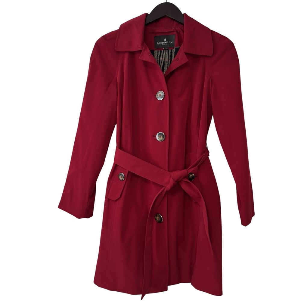 London Fog Red Trench Coat with Belt